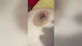 Playing with my big pierced boobs - Pierced