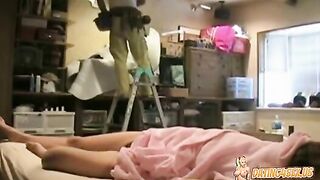 wicked slut lazes around stripped next to the worker
