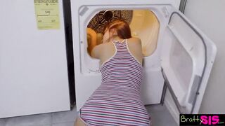 Red Head Step Sister Stuck In The Dryer Receives Fucked Doggy style